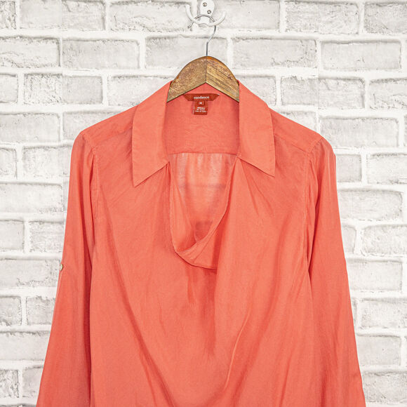Sundance Catalog Women's Silk Cowl Neck Blouse Size Medium coral - Picture 7 of 7